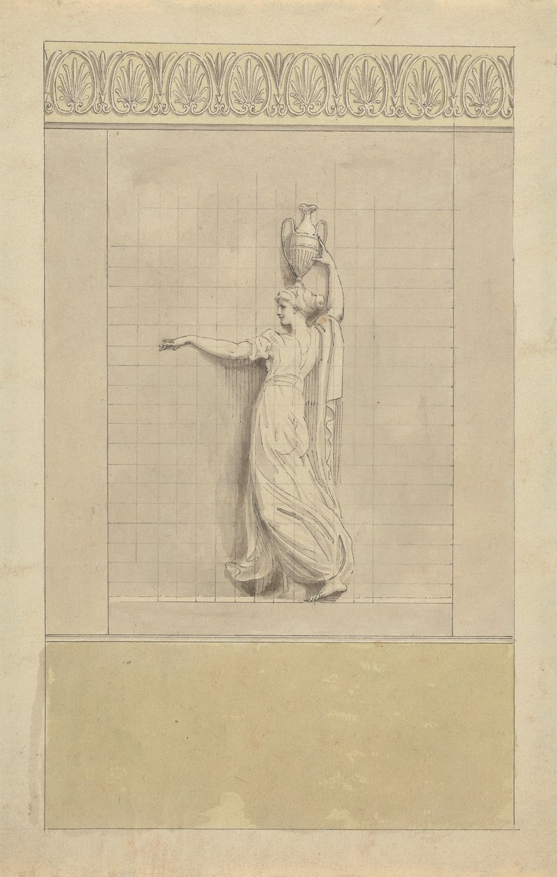 Weibliche Figur mit Wasserkrug auf dem Kopf von Edward Francis Burney