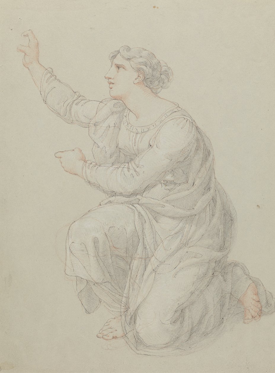 Studie für die kniende Figur von Priscilla von Edward Francis Burney