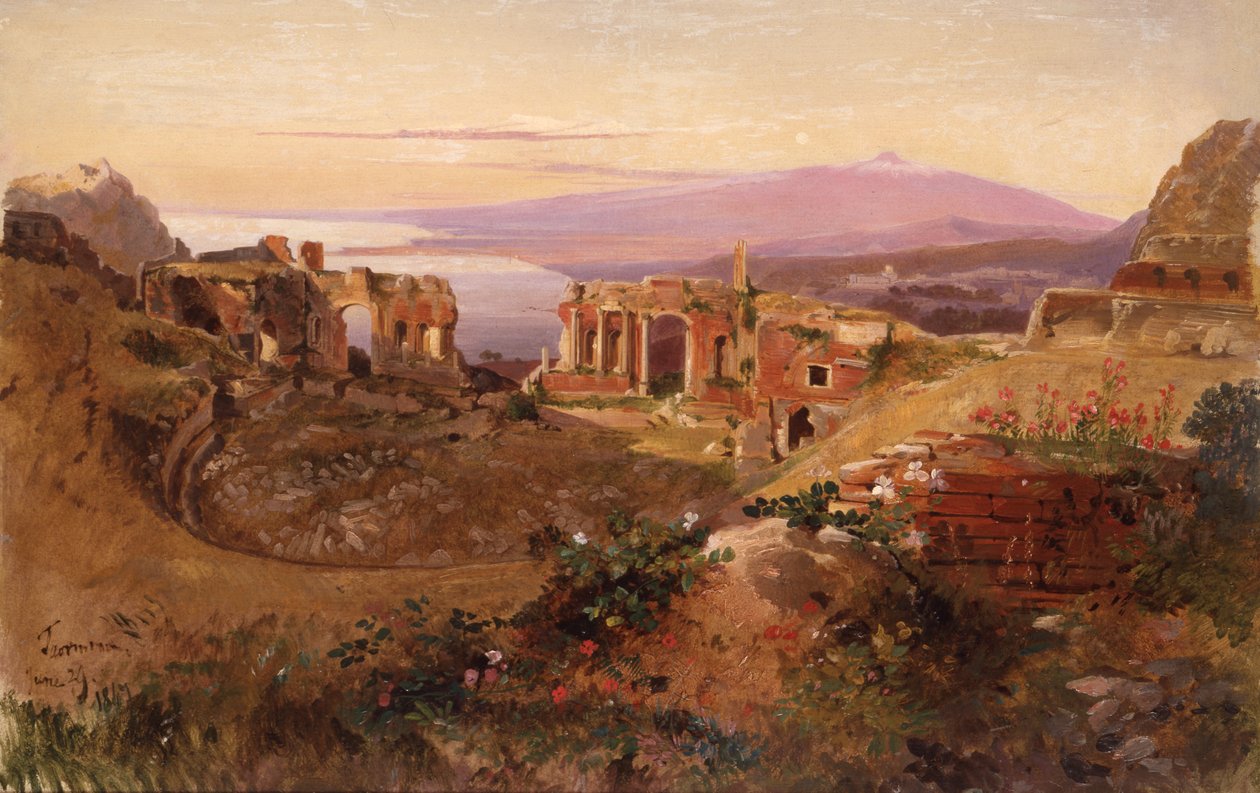 Ein Blick auf Taormina, Sizilien von Edward Lear: Kunstdruck