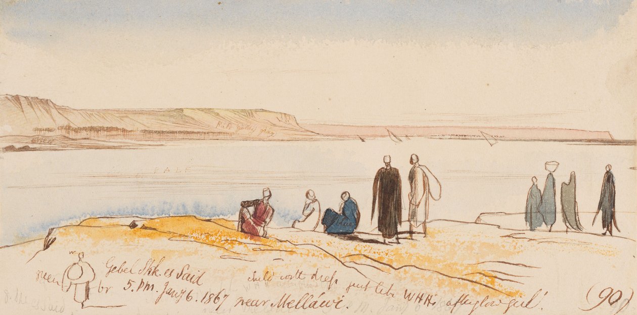 Gebel Shk. es Said, in der Nähe von Mellawi; 17:00 Uhr, 6. Jan. 1867 (90) von Edward Lear
