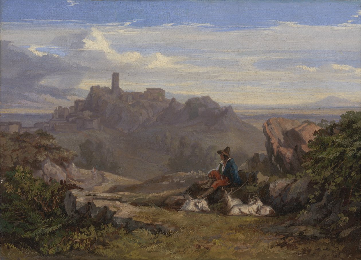 Landschaft mit Ziegenhirte, ca. 1842 von Edward Lear