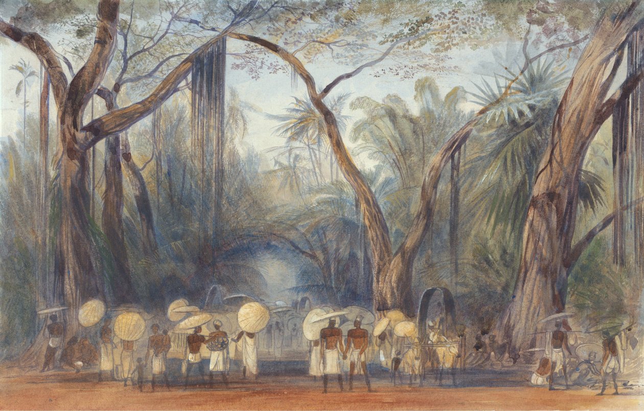 Menschen auf der Straße in der Nähe von Kalikut, Malabar von Edward Lear