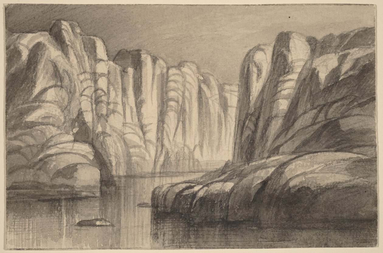 Fluss, der sich durch eine Felsformation windet (Philae, Ägypten) von Edward Lear
