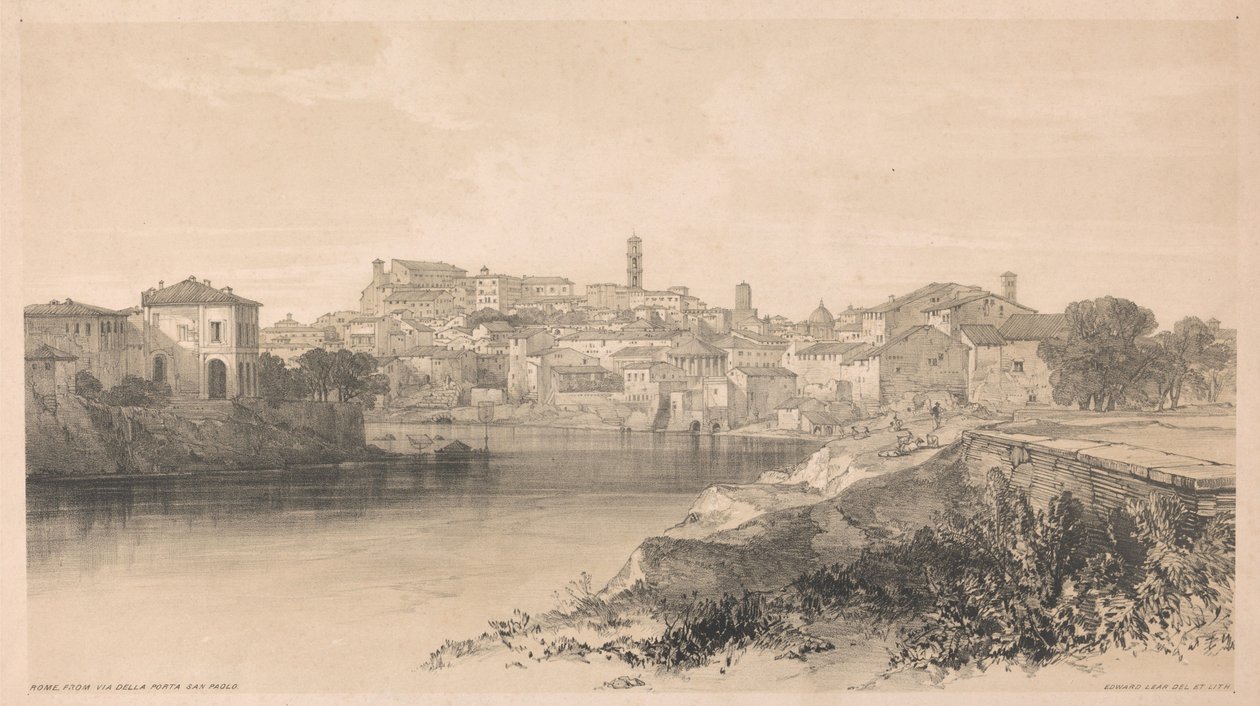 Rom von der Via della Porta San Paolo, aus Ansichten in Rom und seiner Umgebung, 1841 von Edward Lear