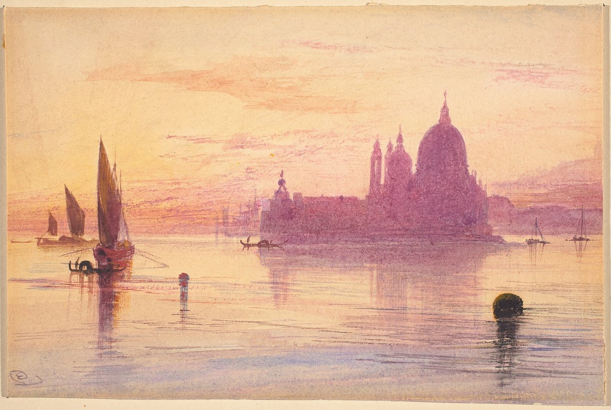 Santa Maria della Salute, Venedig, bei Sonnenuntergang von Edward Lear