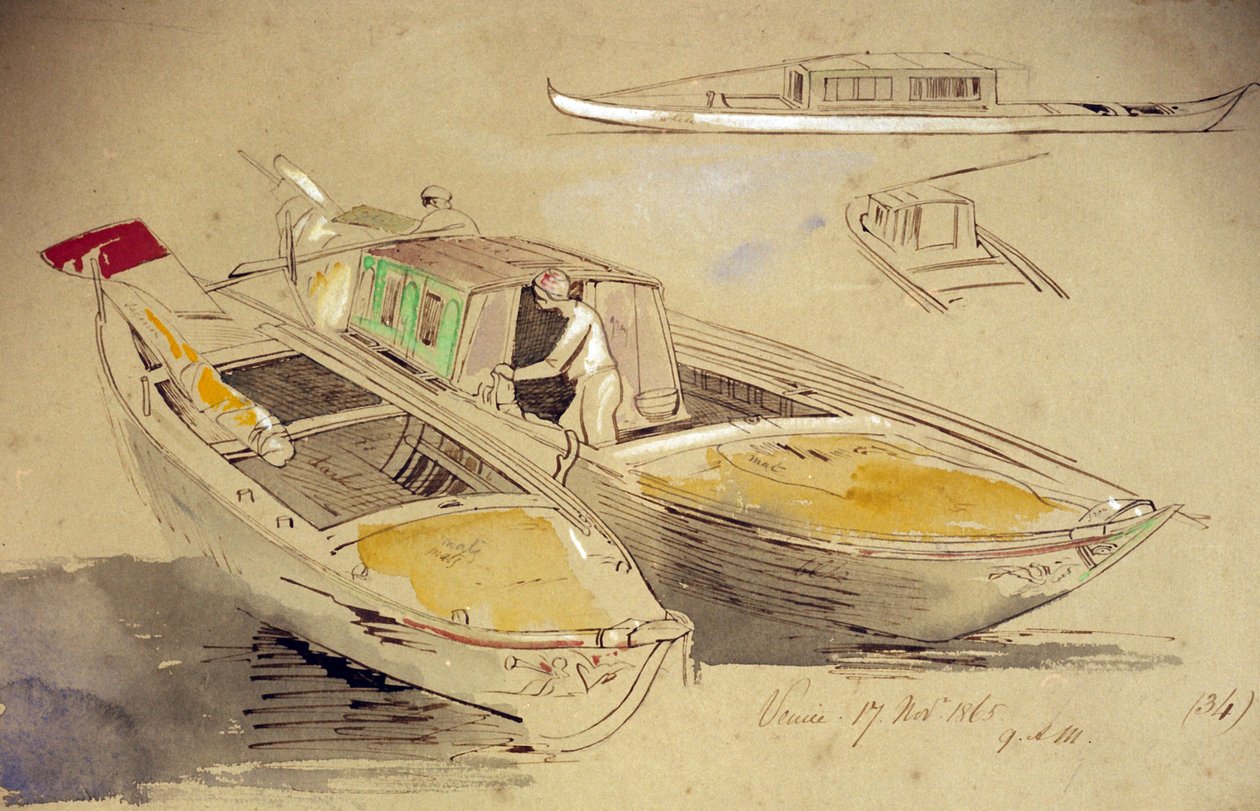 Studien von venezianischen Booten, am Ufer von Edward Lear