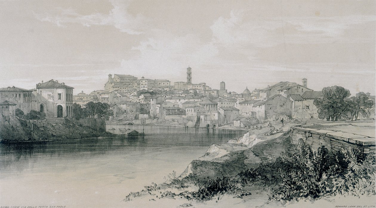 Ansichten von Rom und seiner Umgebung: Rom von der Via Porta San Paolo von Edward Lear
