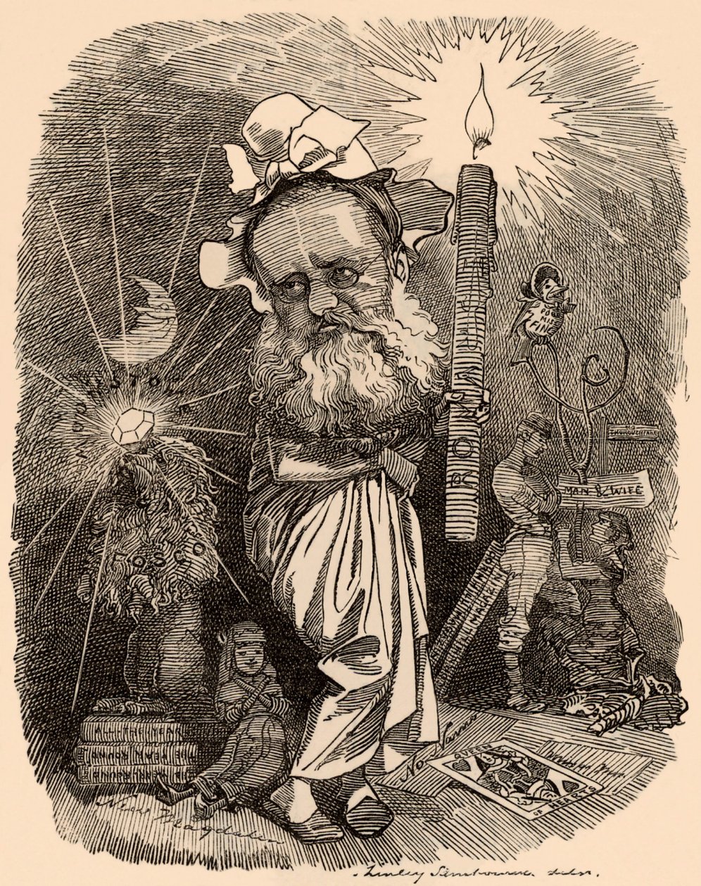 Karikatur von Wilkie Collins (1824-1889) Romanautor von Edward Linley Sambourne
