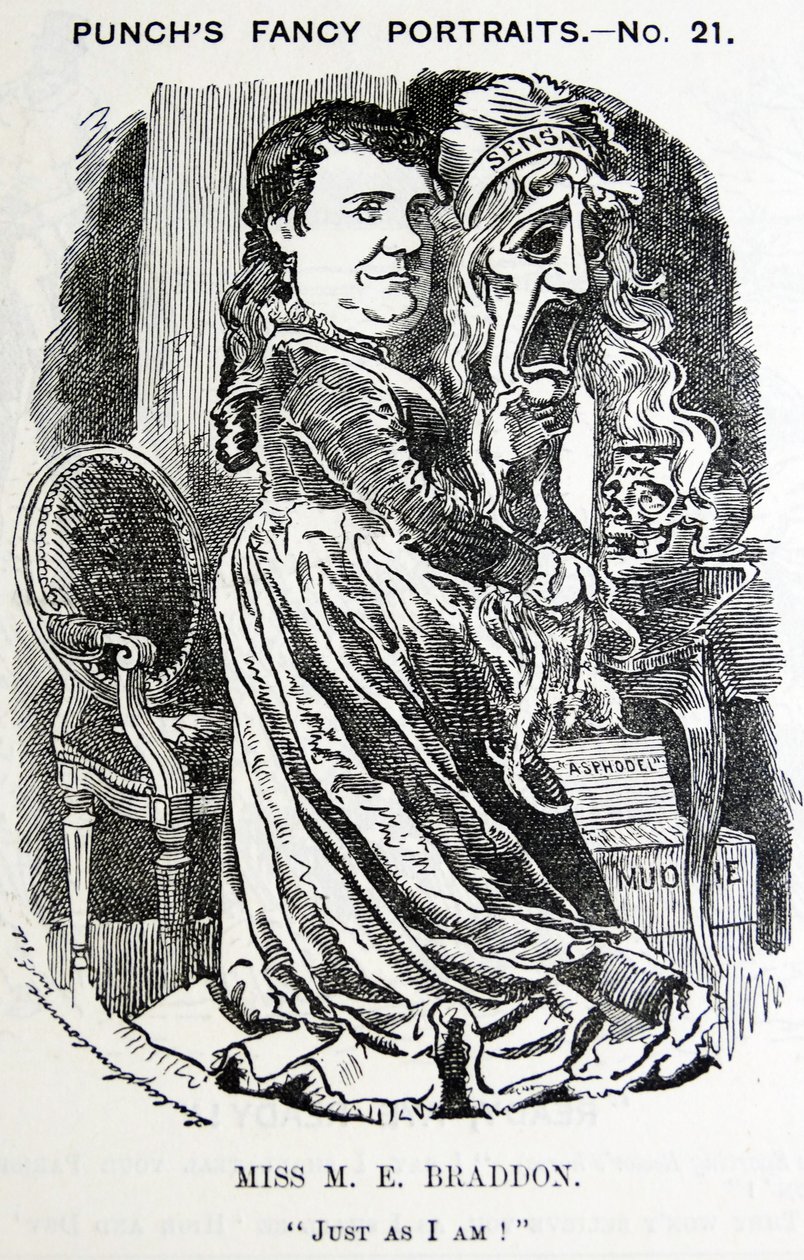 Illustriertes Porträt von Mary Elizabeth Braddon (Maxwell) von Edward Linley Sambourne