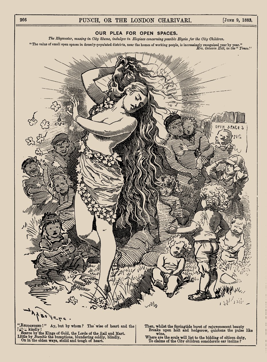 Unser Plädoyer für offene Räume. Punch, Juni 1883 von Edward Linley Sambourne