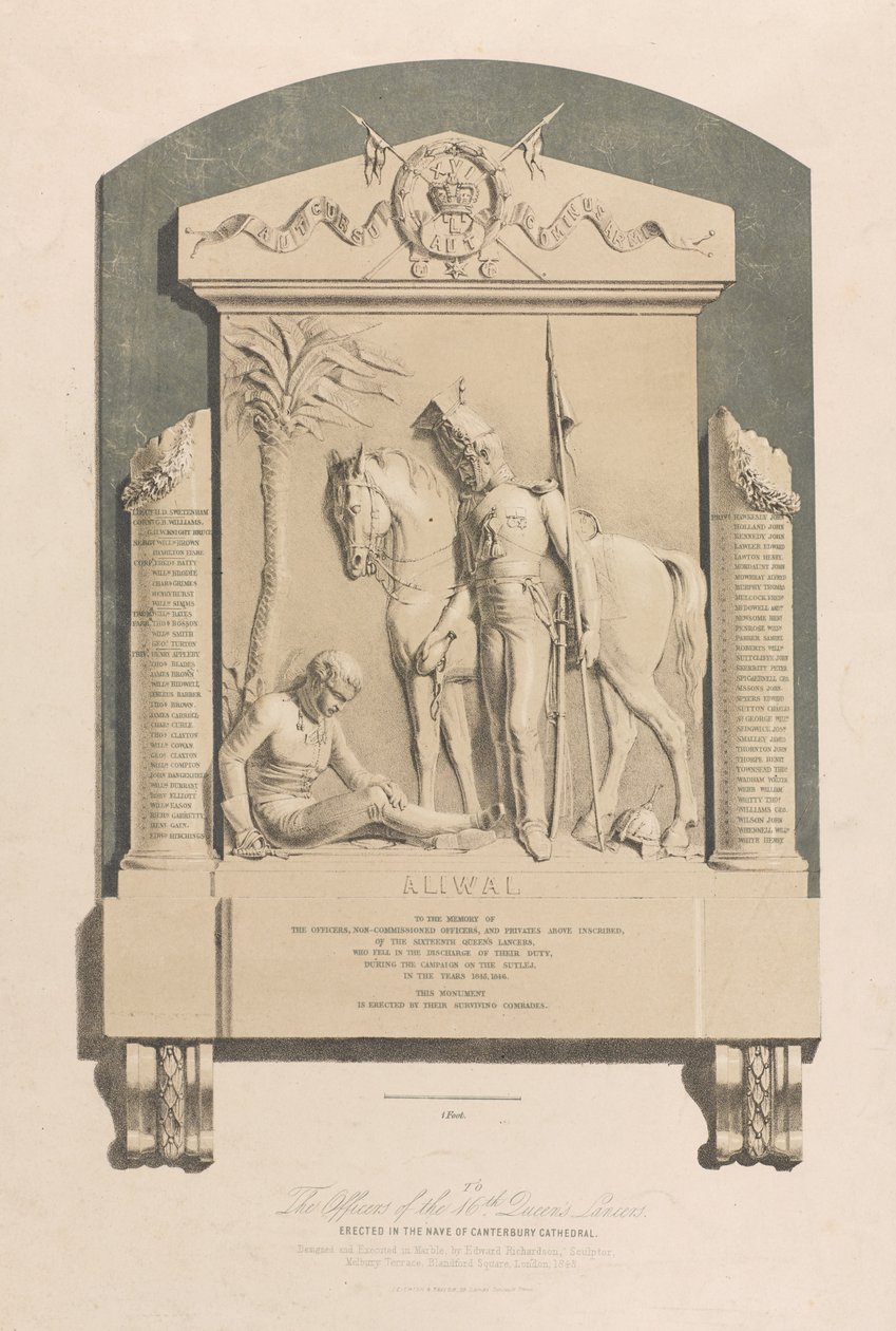 Aliwal-Denkmal, Canterbury Cathedral, ca. 1848 von Edward M. Richardson