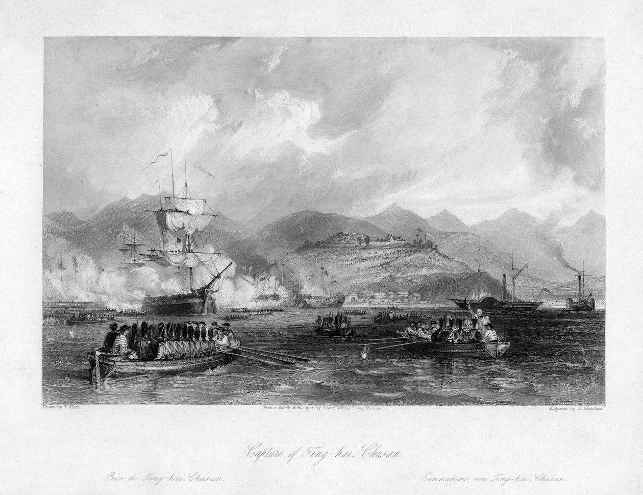 Eroberung von Ting-hai, Chusan, China, 1841, 19. Jahrhundert von Edward Paxman Brandard
