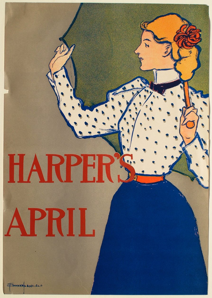 Mädchen im blauen Kleid mit Regenschirm, April Harper