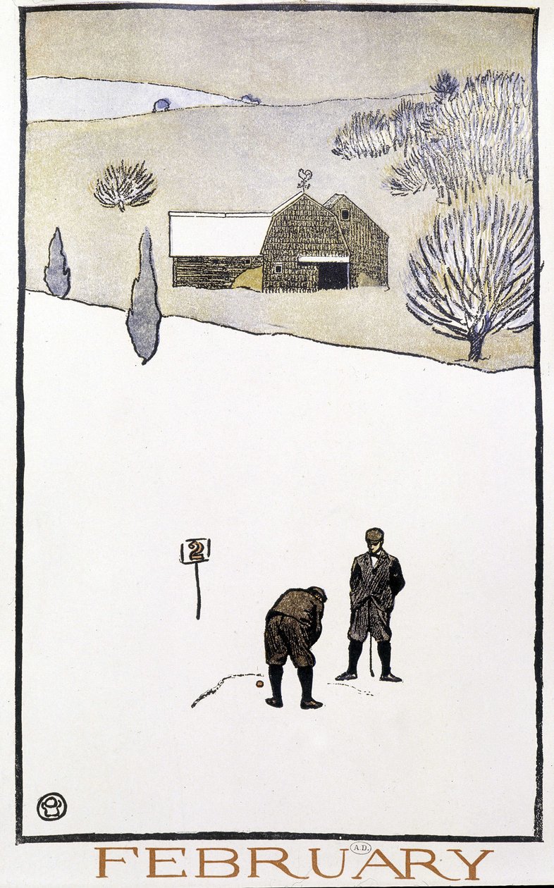 Golf im Schnee - in „Golf Calendar“ von Edward Penfield von Edward Penfield
