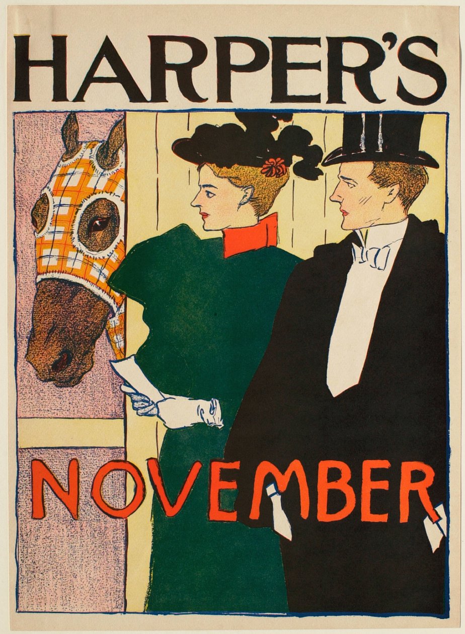 Dame und Herr vor dem Pferdestall, November Harper