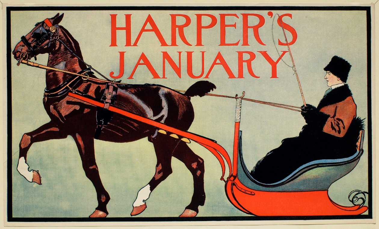 Mann im Pferdeschlitten, Januar Harper