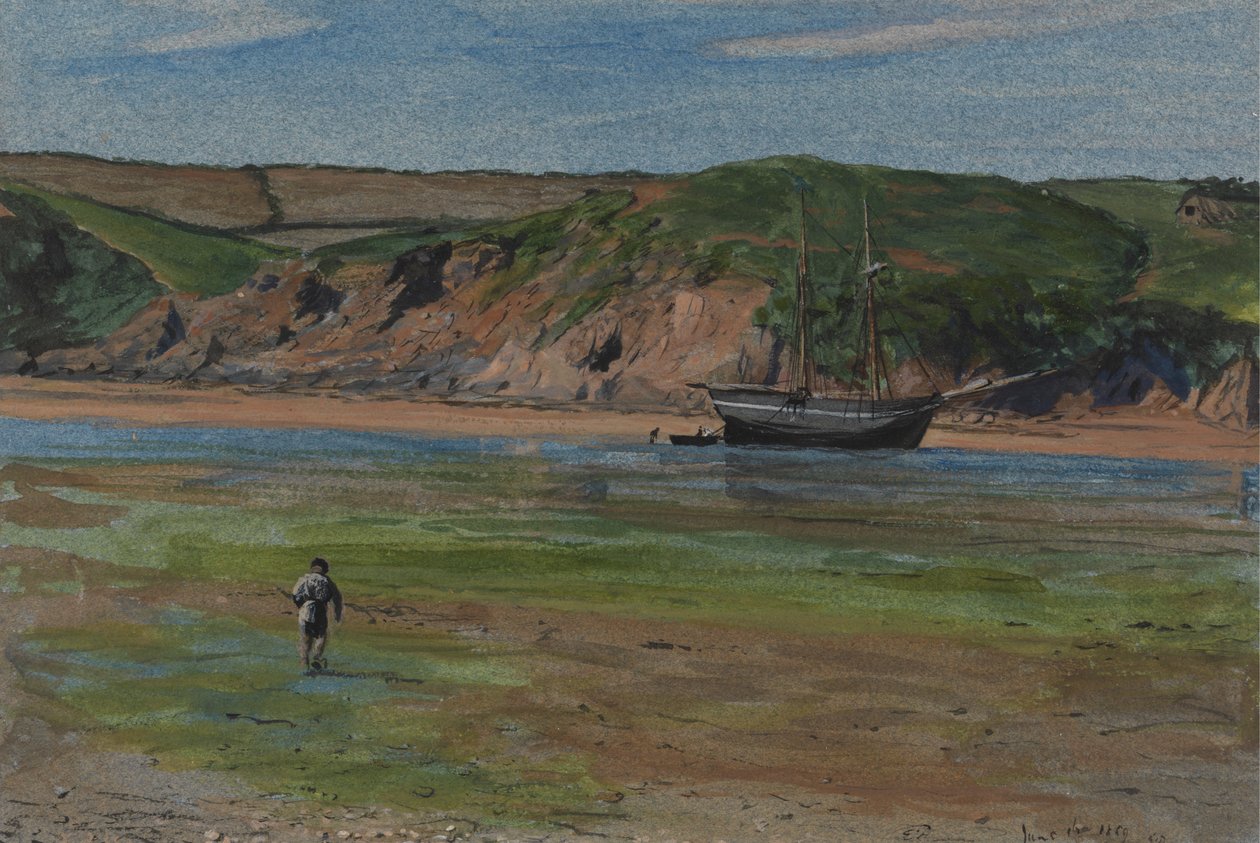 Ein Fluss in Devon bei Ebbe, 16. Juni 1859 von Edward Thompson Davis