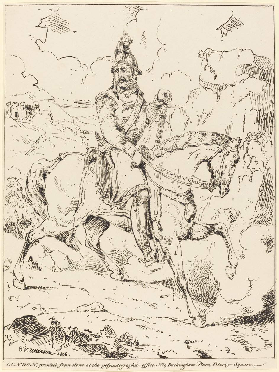 Ritter in Rüstung zu Pferd von Edward Vernon Utterson