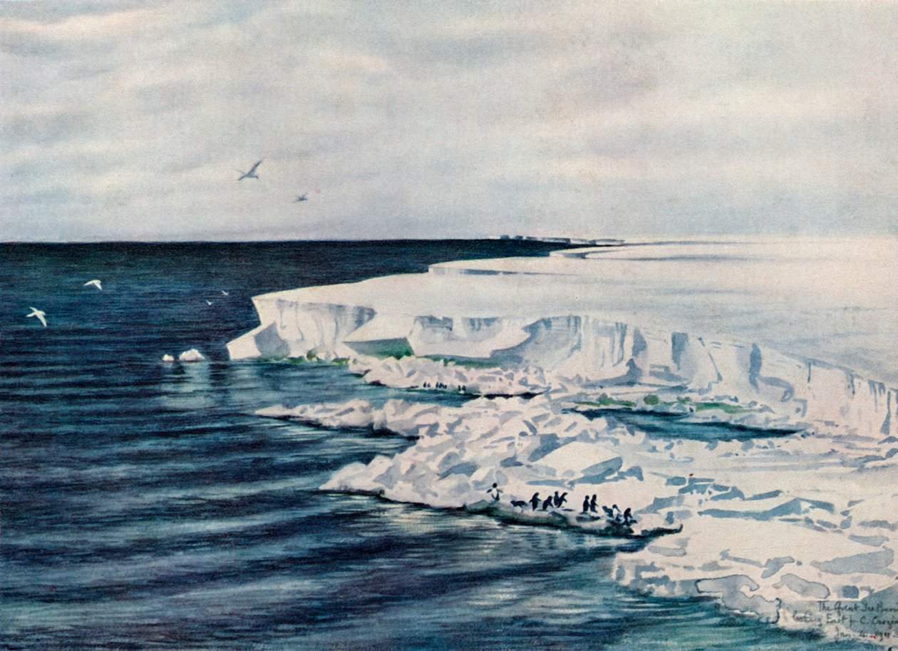 Die große Eisbarriere, Blick nach Osten von Kap Crozier, 4. Januar 1911, 1913 von Charles Edward Wilson