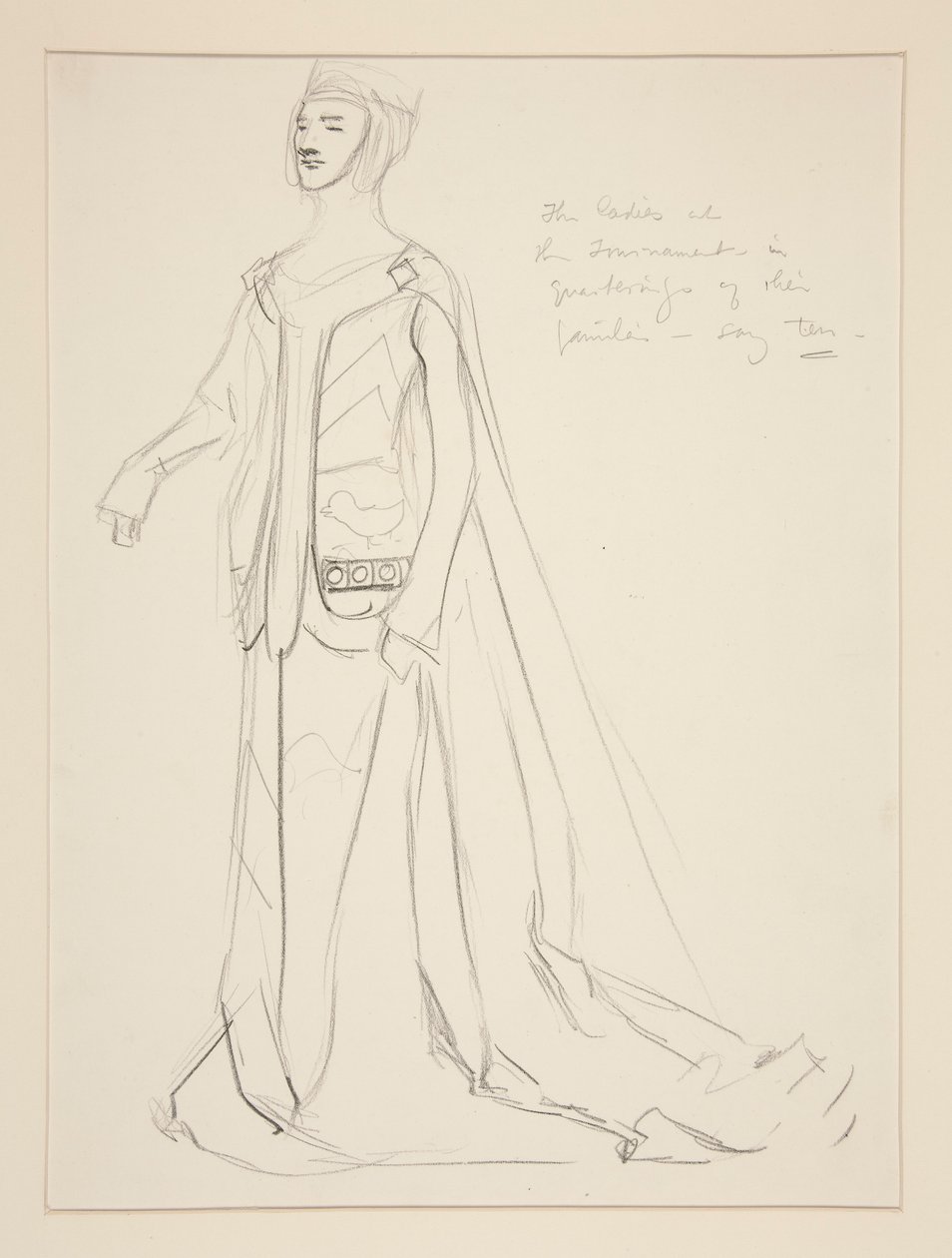 Eine Dame, Kostümentwurf für Henry Irving von Edwin Austin Abbey