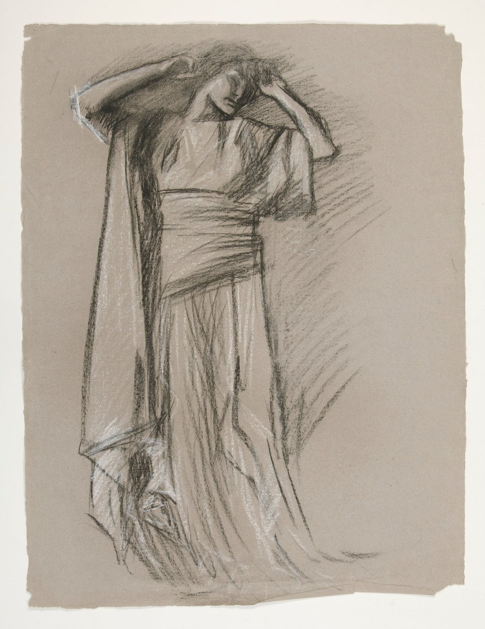 Figurenstudie für die Burg der Jungfrauen (?), aus Die Suche nach dem Heiligen Gral (eine Serie von 15 Gemälden für die Boston Public Library, abgeschlossen 1901) von Edwin Austin Abbey