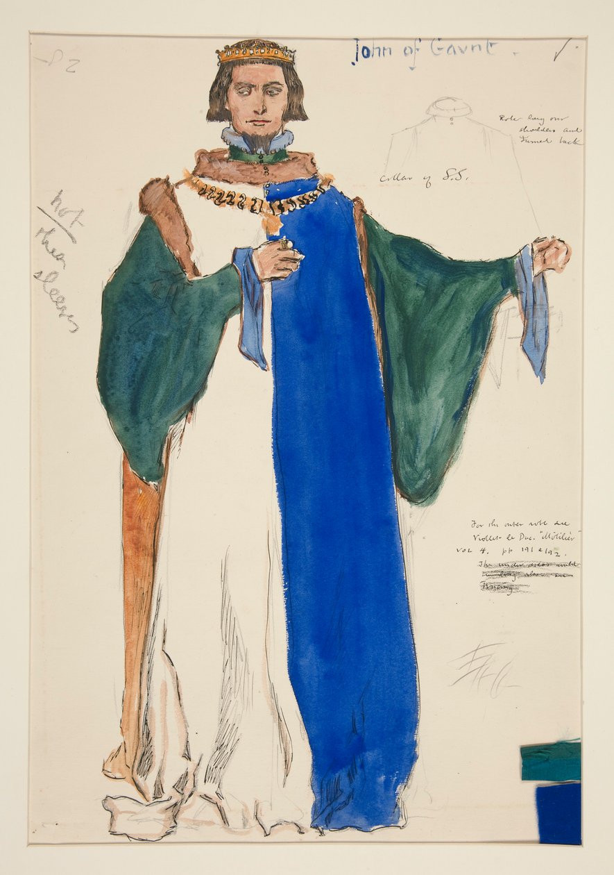 John of Gaunt, Kostümentwurf für Henry Irving von Edwin Austin Abbey