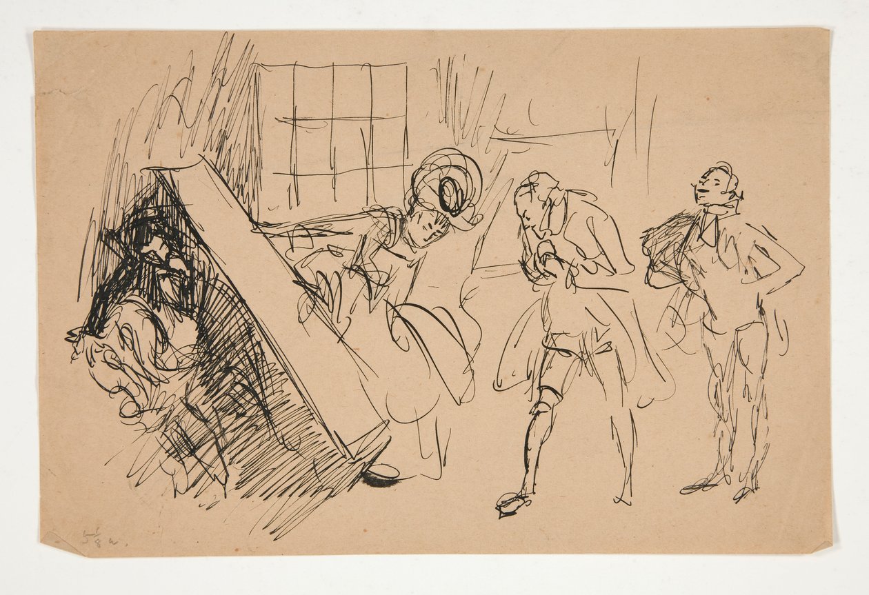 Skizze für School for Scandal, Illustration für Scribner von Edwin Austin Abbey
