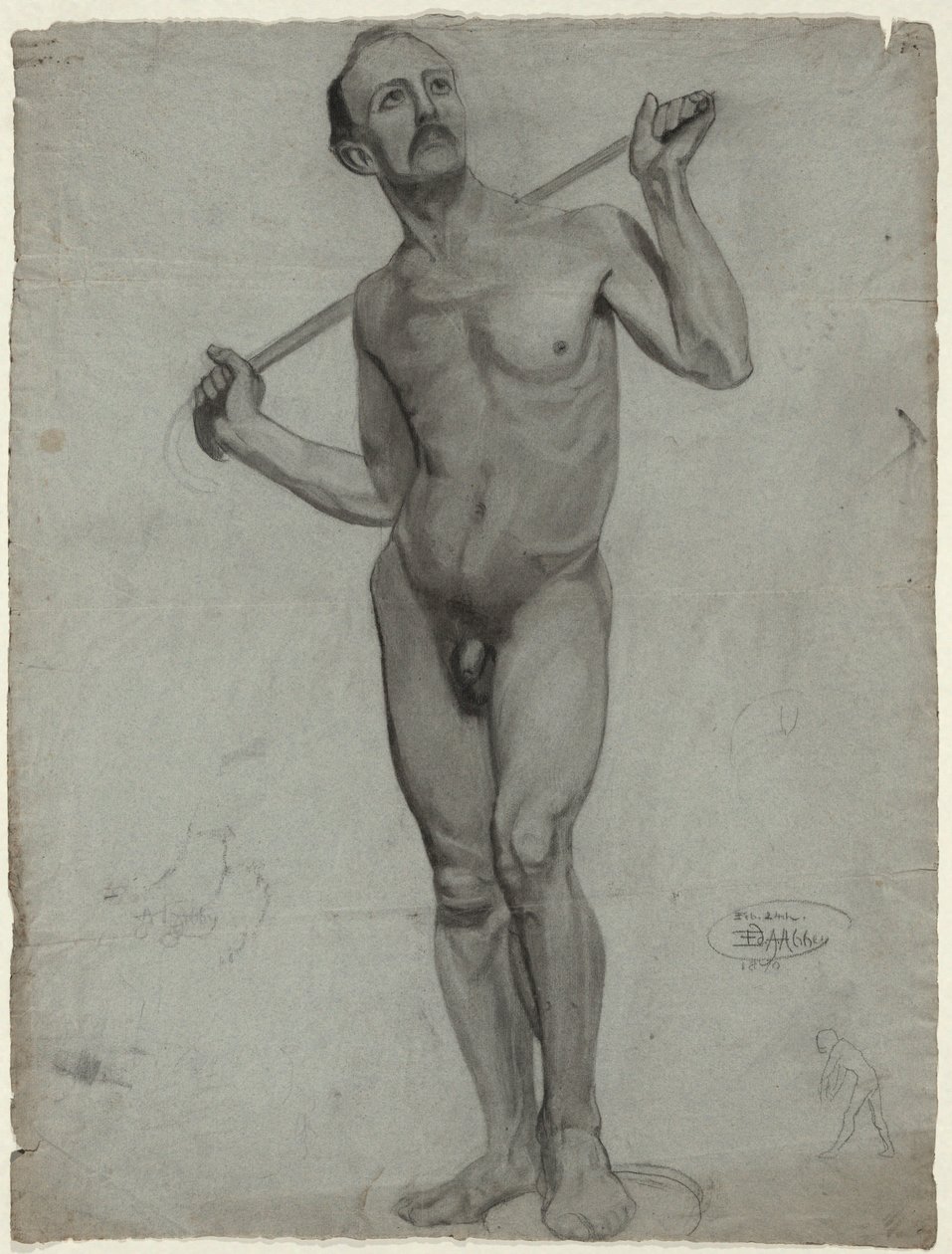 Skizze eines männlichen Aktes (Studienzeichnung) von Edwin Austin Abbey