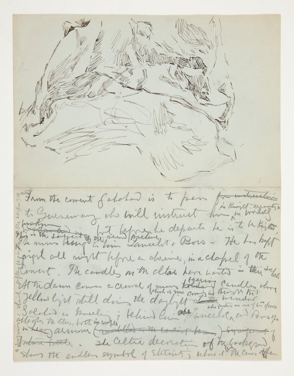 Studie für Die Suche nach dem Heiligen Gral (Serie von fünfzehn Gemälden für die Boston Public Library, abgeschlossen 1901): Draperiestudie von Edwin Austin Abbey