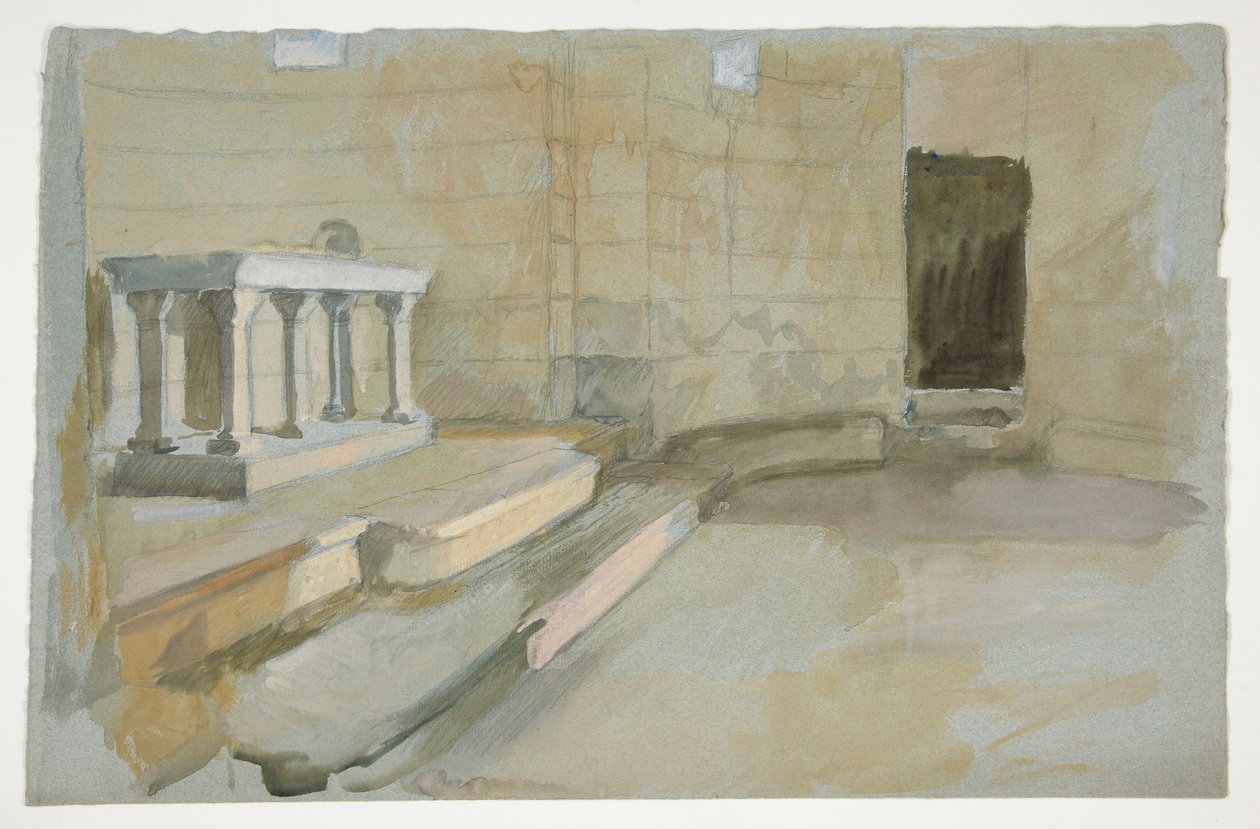 Studie für Die Suche nach dem Heiligen Gral (Serie von fünfzehn Gemälden für die Boston Public Library, abgeschlossen 1901) von Edwin Austin Abbey