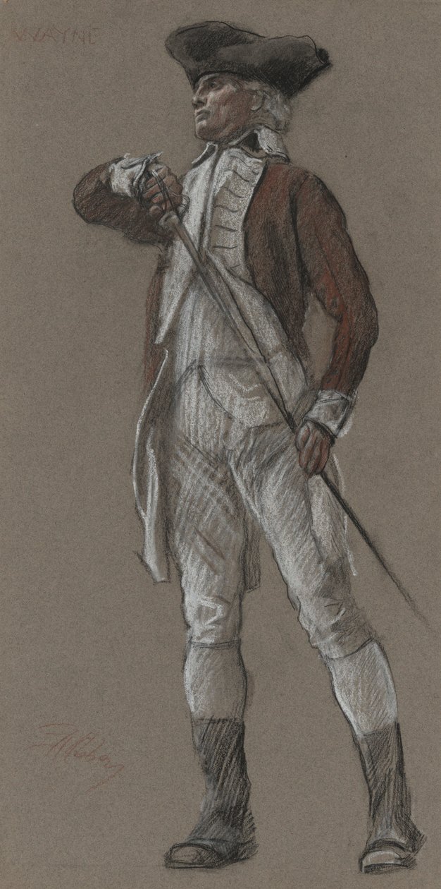 Studie von General Wayne, für Wandgemälde im Staatskapitolgebäude (Apotheose von Pennsylvania) in Harrisburg, Pennsylvania, 1902-1911 (vollendet von John Singer Sargent) von Edwin Austin Abbey