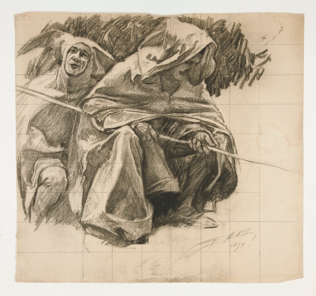 Studie des Fischerkönigs, aus Die Suche nach dem Heiligen Gral (eine Serie von fünfzehn Gemälden für die Boston Public Library, abgeschlossen 1901) von Edwin Austin Abbey
