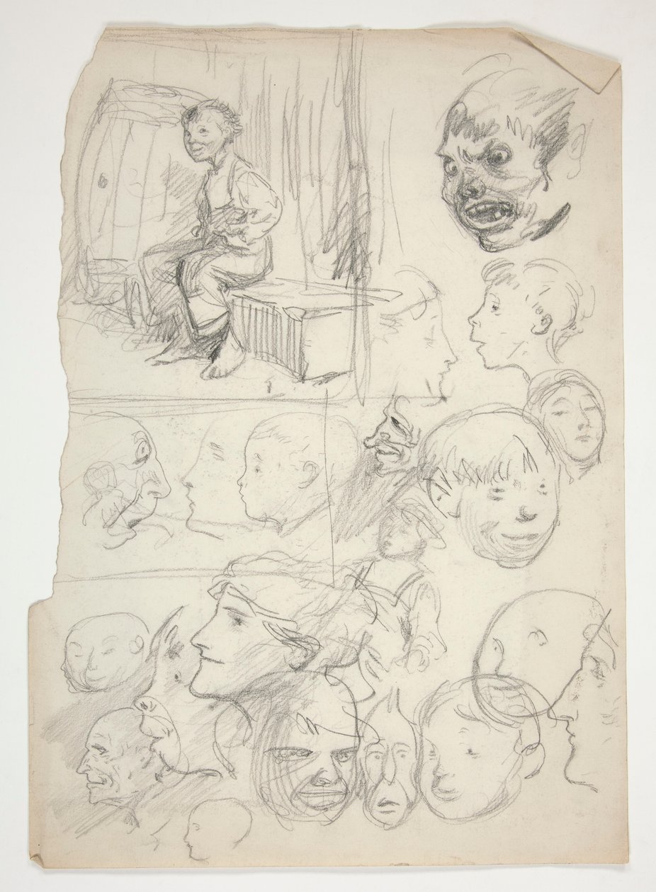 Studie eines Jungen, Studie von Gesichtern von Edwin Austin Abbey