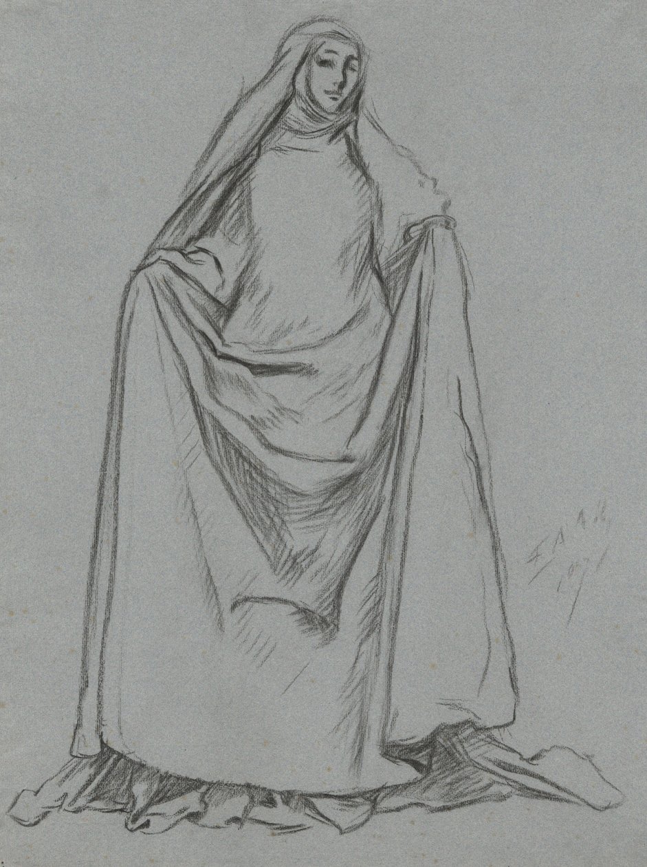 Studie einer weiblichen Figur (verso: männliche Figur) von Edwin Austin Abbey