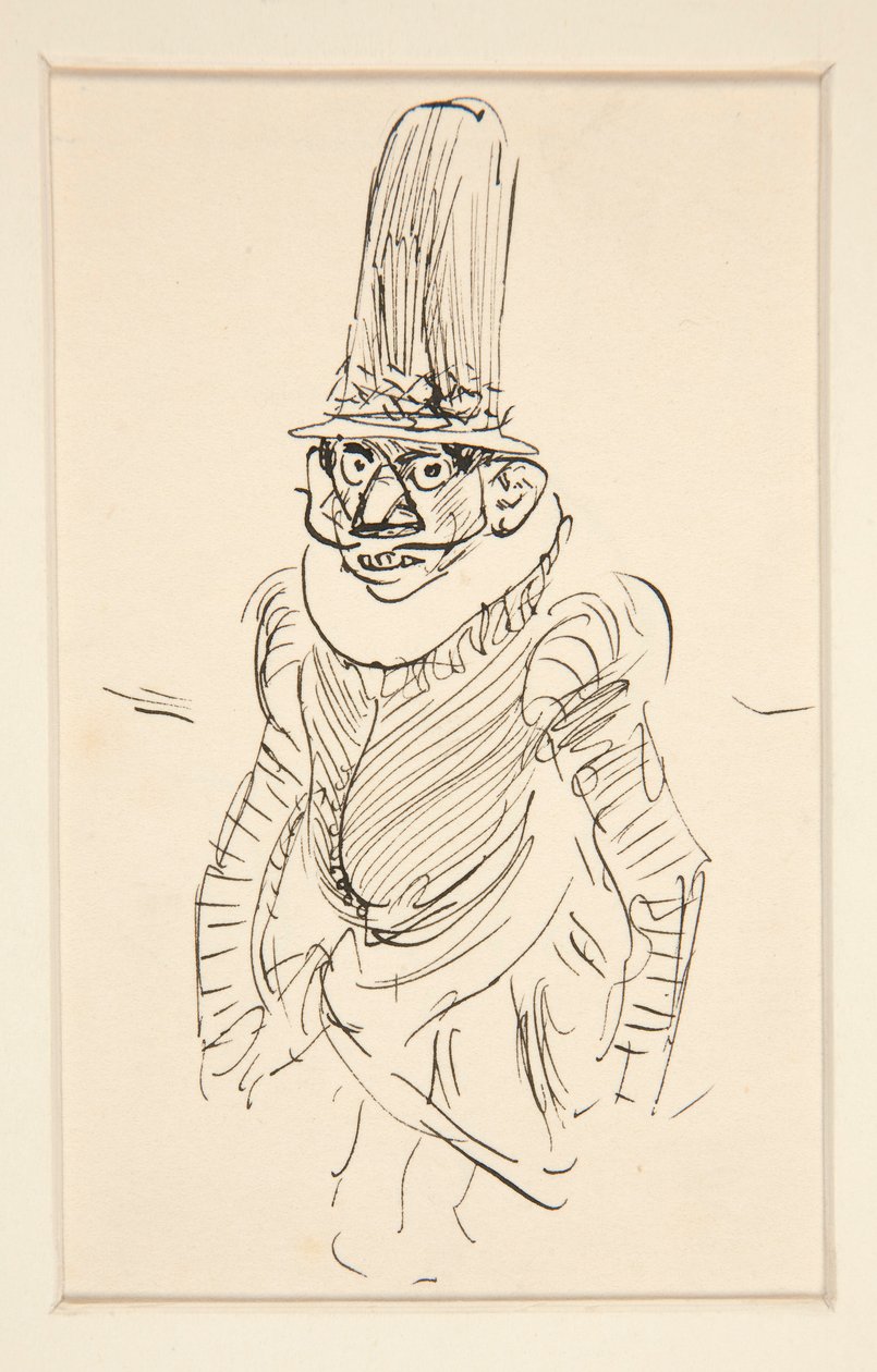 Studie eines Mannes in Kostüm des 15. Jahrhunderts, möglicherweise eine Karikatur der Zeit von Edwin Austin Abbey