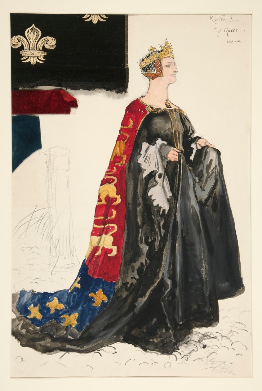 Die Königin (in Schwarz), Kostümentwurf für Henry Irving von Edwin Austin Abbey