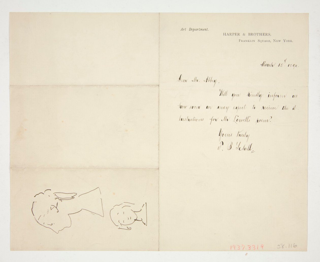 Zwei Skizzen einer Büste von Edwin Austin Abbey