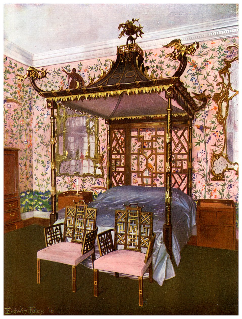 Das Chippendale-Chinesische Schlafzimmer, Badminton House, Gloucestershire von Edwin Foley