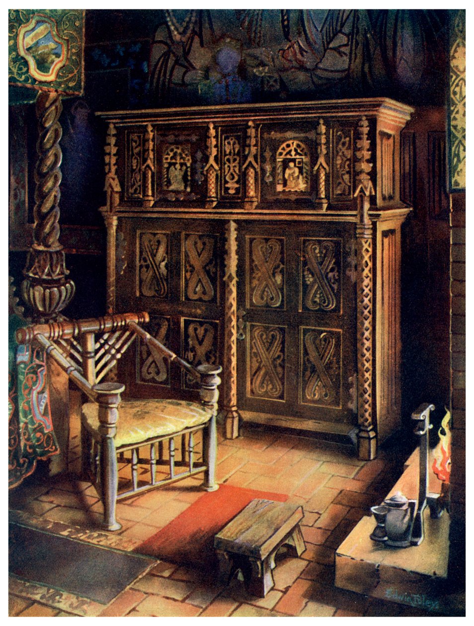 Das Königszimmer Oxburgh Hall, Norfolk, 1910 von Edwin Foley