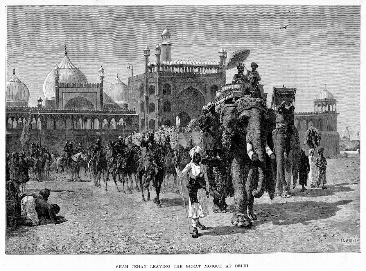 Shah Jehan verlässt die Große Moschee in Delhi, 19. Jahrhundert von Edwin Lord Weeks