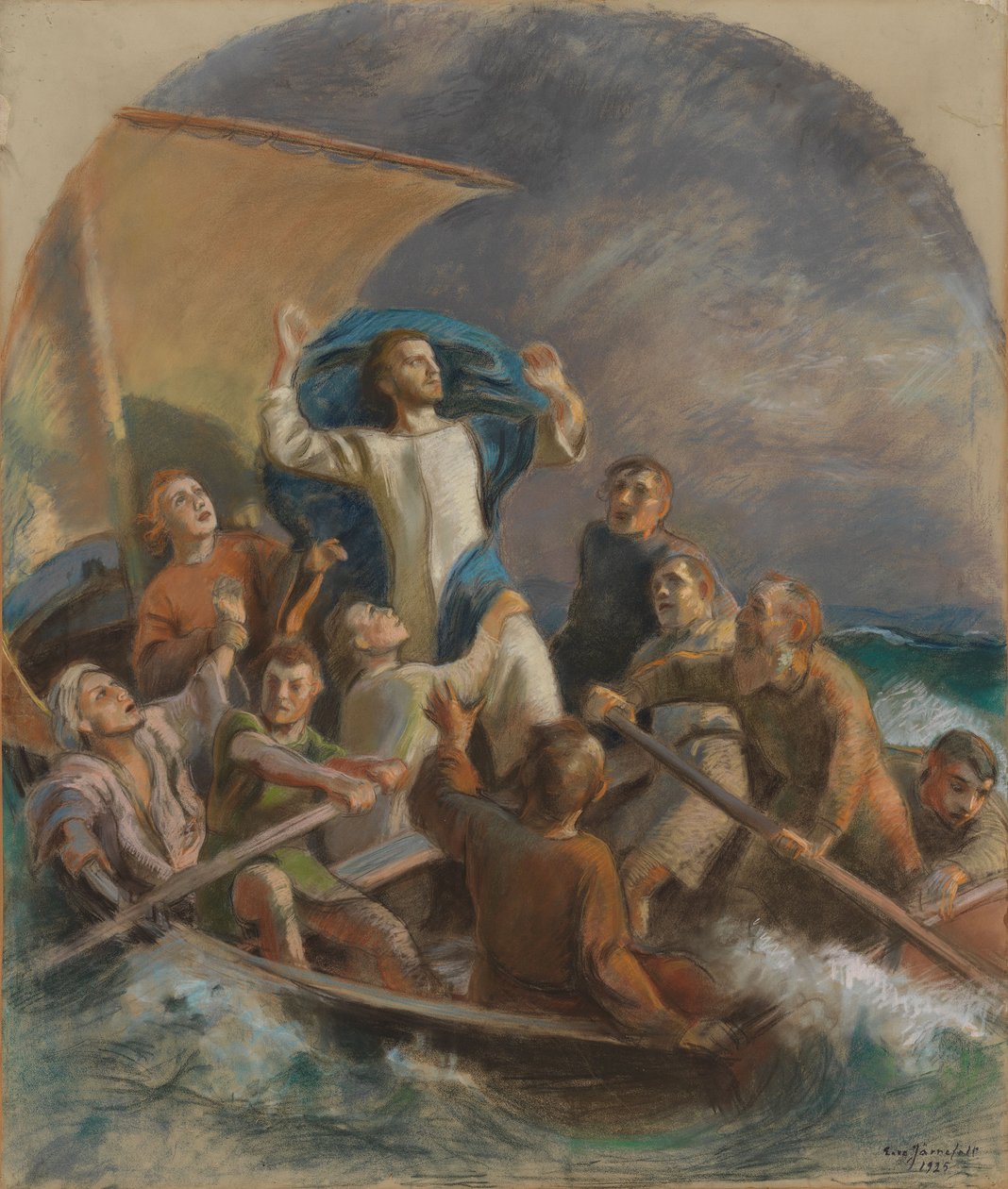 Christus beruhigt den Sturm, Studie für das Altarbild in der Kirche von Raahe von Eero Järnefelt