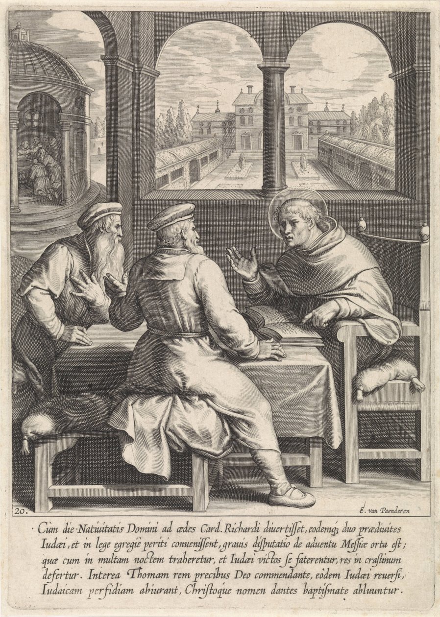 Thomas von Aquin bekehrt zwei jüdische Rabbiner von Egbert van Panderen