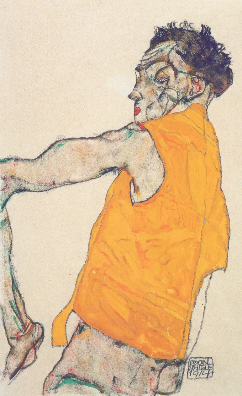 Selbstbildnis in gelber Weste von Egon Schiele