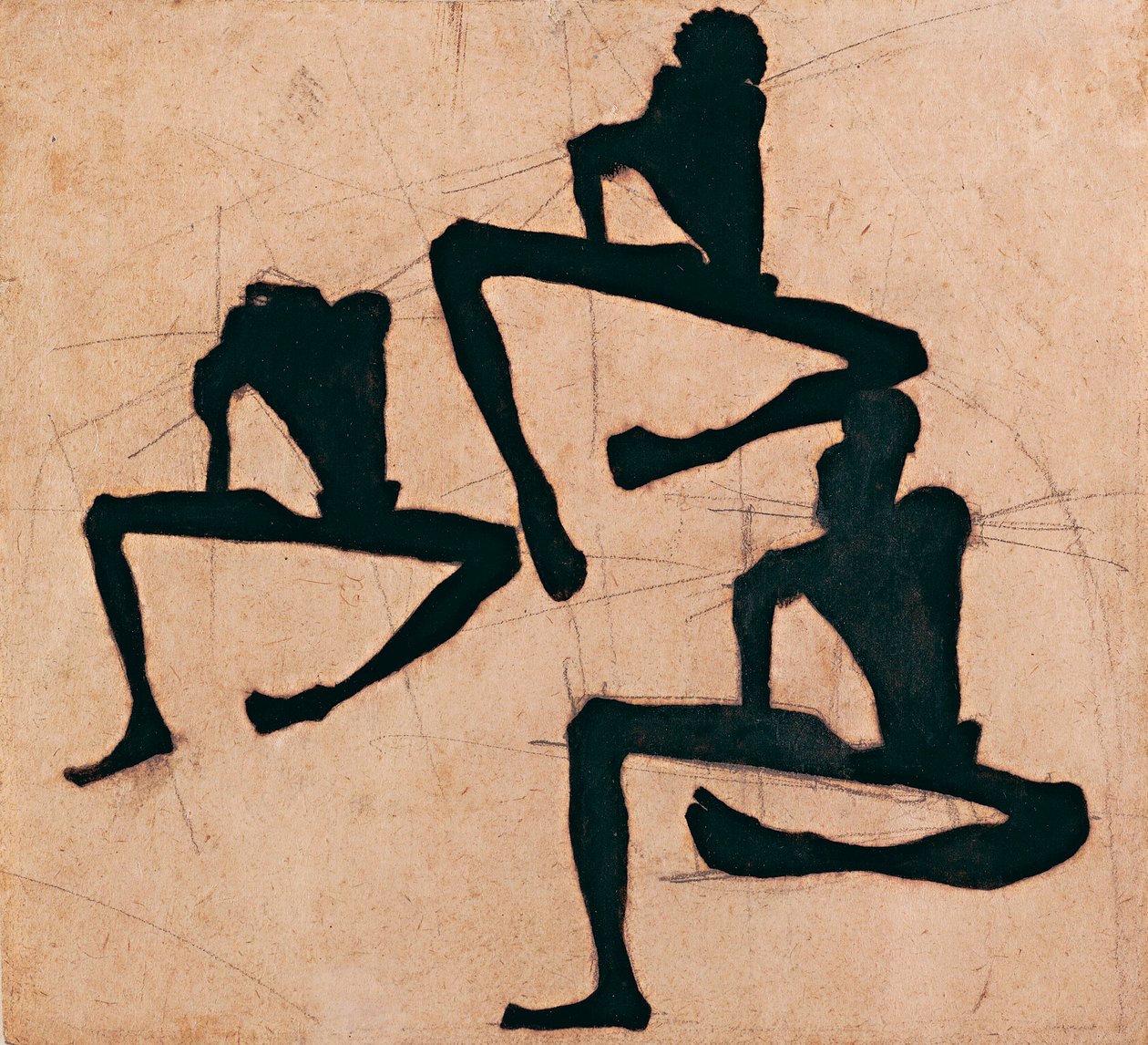 Komposition mit drei männlichen Akten von Egon Schiele