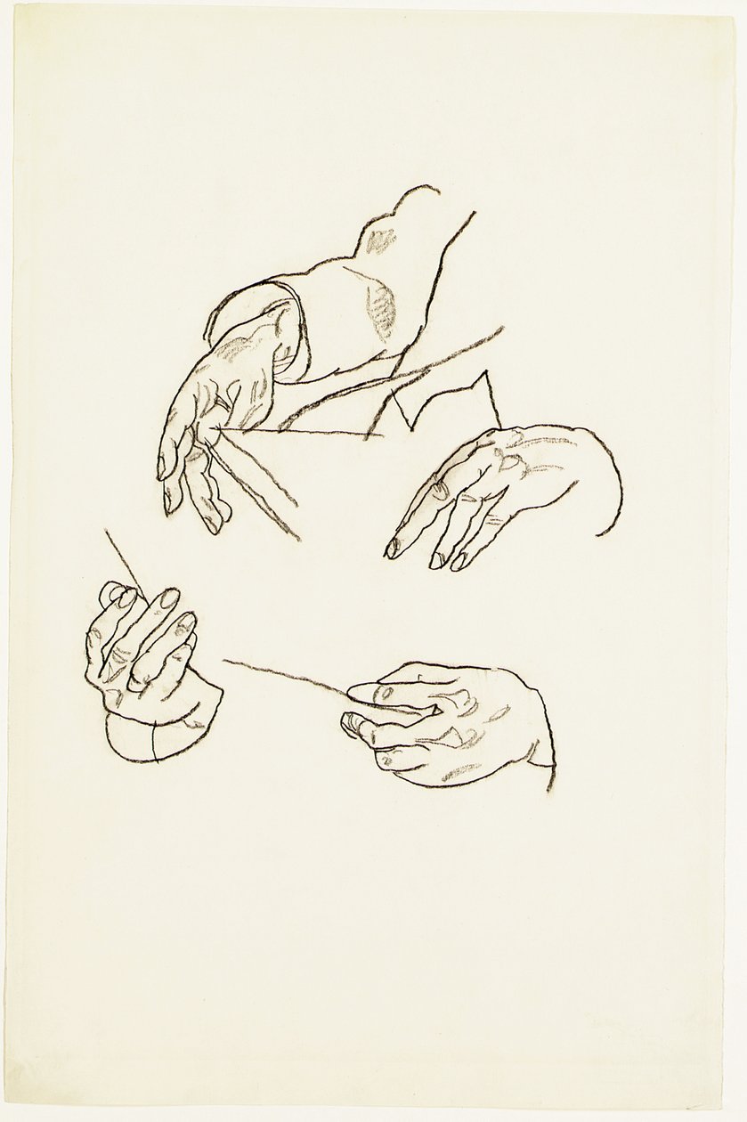 Hände, Studien für ein Porträt von Dr. Hugo Koller von Egon Schiele