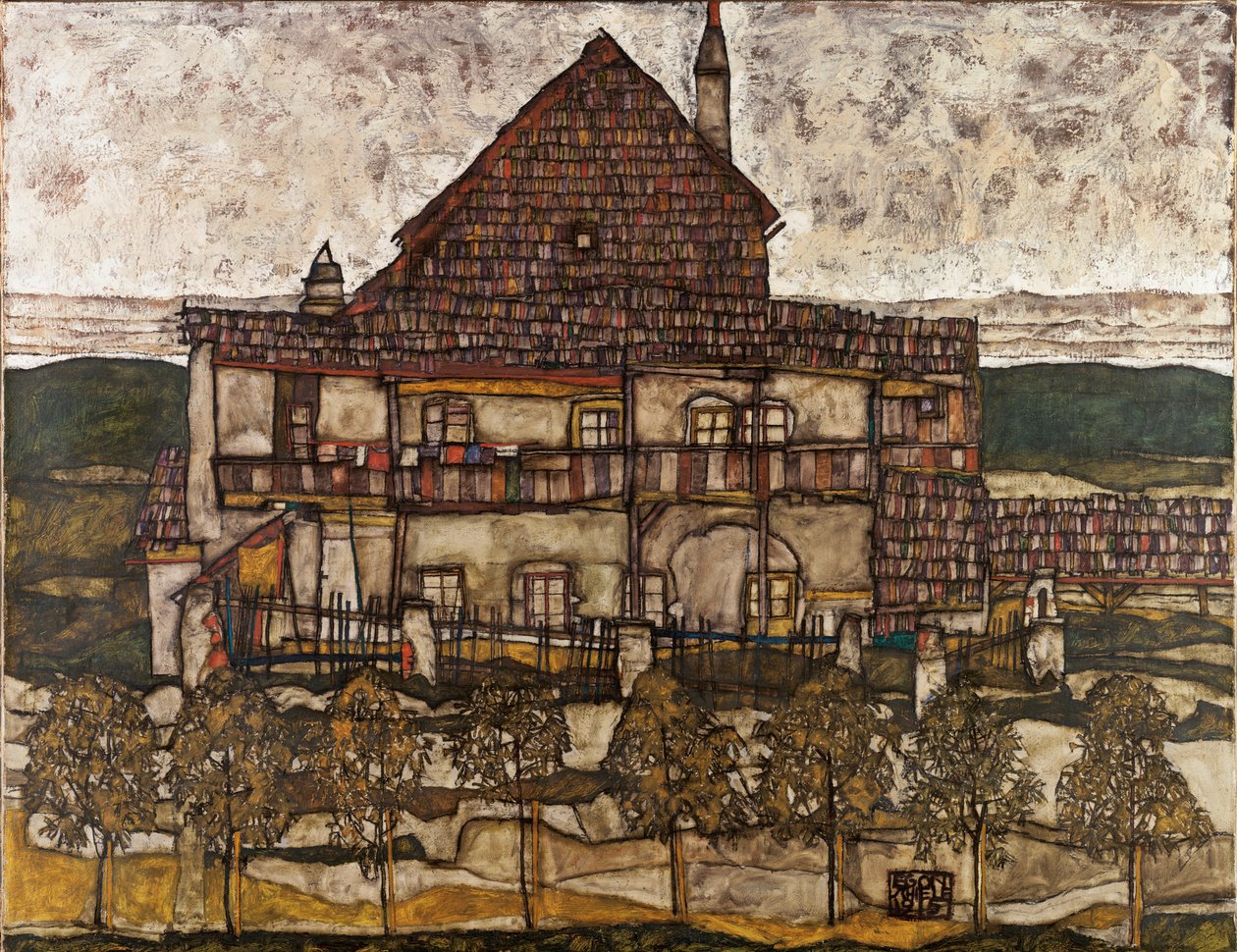 Haus mit Schindeldach (Altes Haus II) von Egon Schiele