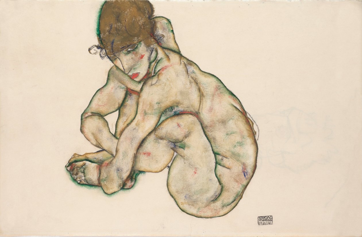 Kauernder Mädchenakt von Egon Schiele