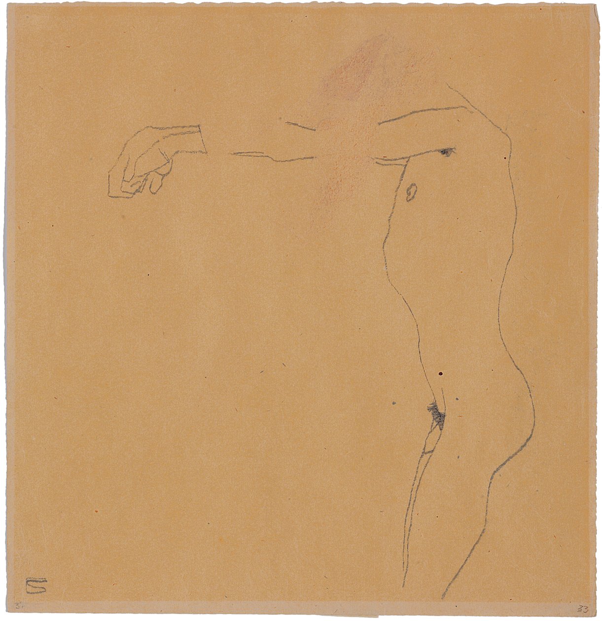 Männlicher Akt mit erhobenen Armen nach links, 1909 von Egon Schiele