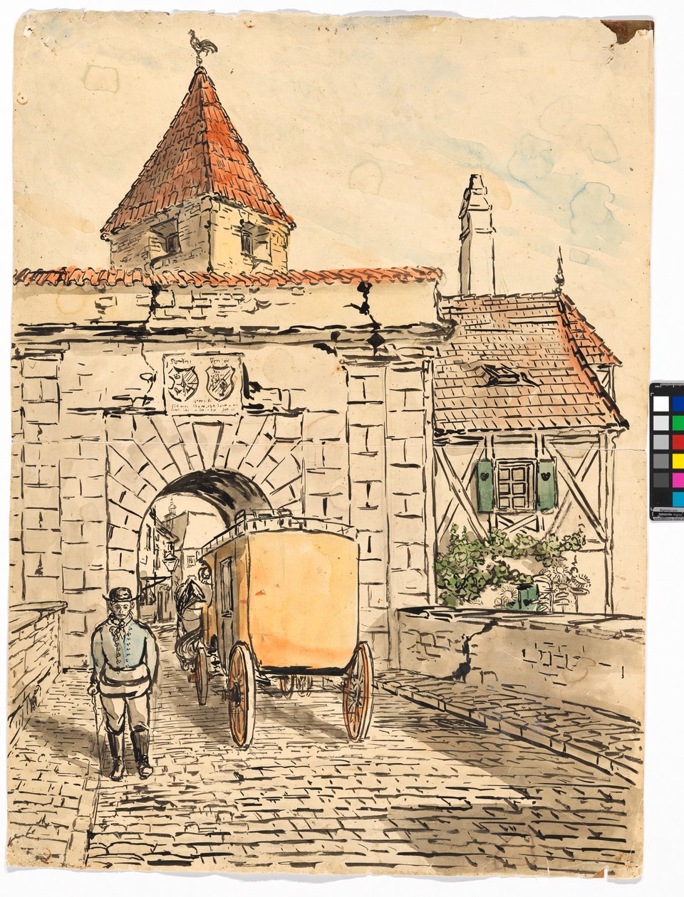 Stadttor mit Kutsche (Schülerarbeit) von Egon Schiele