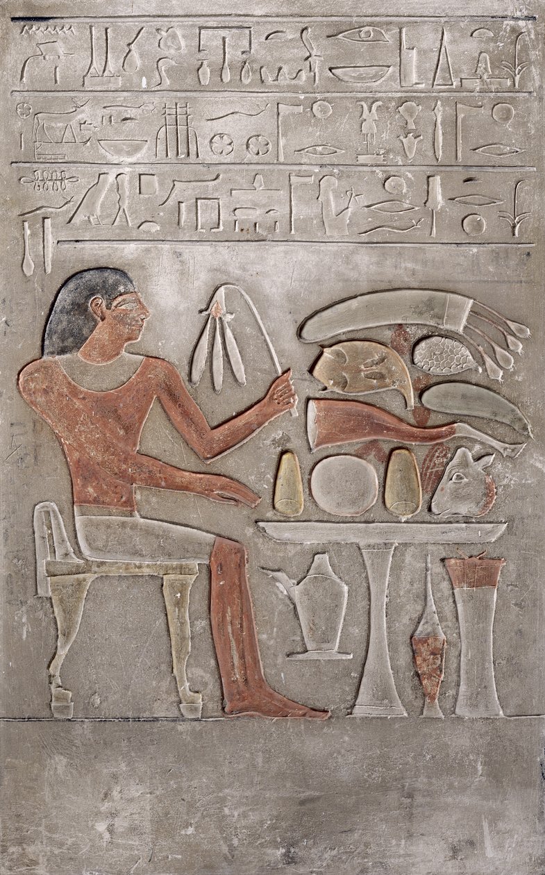 Stele, die den Verstorbenen vor einem Opfertisch darstellt von Egyptian